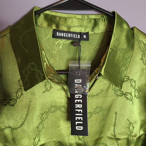 Dangerfield Olive Satin Corset Dress - Picture 9 of 13